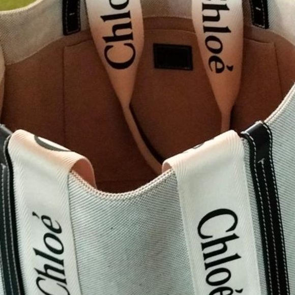 Authentic Chloe Large Woody Tote Canvas Black - Picture 2 of 4